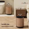 PinHuan Wood Grain Round 15L Flip-Top Trash Can