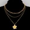 3pcs Flower Pendant Snake Bone Chain Necklace Set Elegant Vintage Minimalist Metal Layered Necklaces Holiday Daily Wear Jewelry