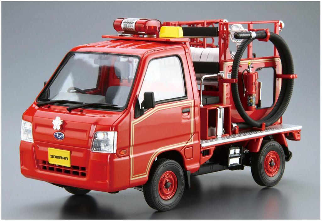Aoshima Bunka Kyozai The Model Car Series 119 Subaru TT2 Sambar Fire Engine 2011 Plastic Model 1/24 No.
