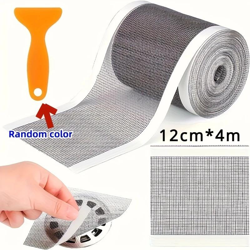 12cm*4m Střihatelný sifon do sprchy zachytávač vlasů, Jednorázová nálepka na sifon do sprchy, Zachytávač vlasů do odpadu, Snadno se lepí, Vhodné pro domácnost