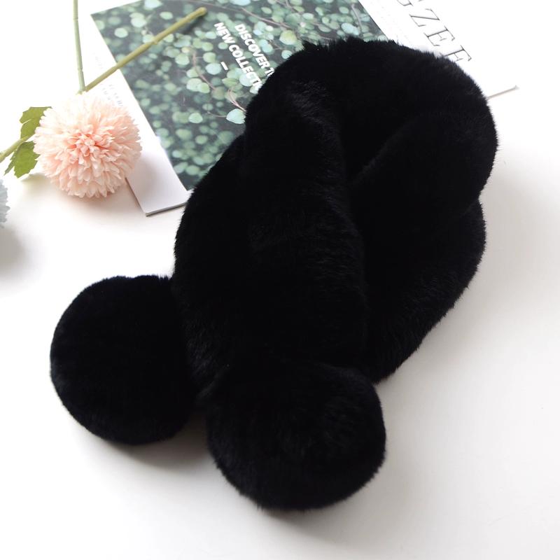 Versatile Rabbit Hair Scarf Women's Autumn and Winter Warm Real Rex Rabbit Hair Scarf Solid Color Children's Universal Thickened Hair