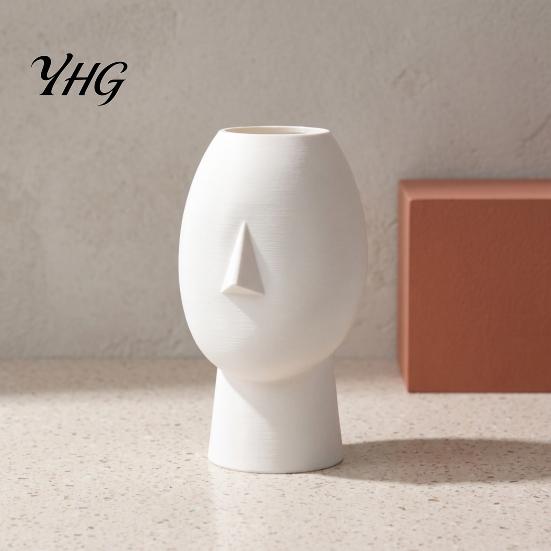 Geometric Texture Vase 3D Printed Minimalist Face Vase, Abstract Human Head Flower Shape Modern Art Decorative for Home Desktop Shelf Decor Ornament
