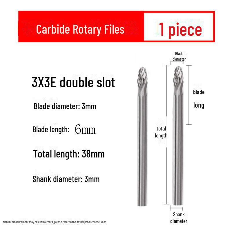 3mmX6 Tungsten Steel Carbide Rotary File for Electric Grinding - Small Metal Grinding Head