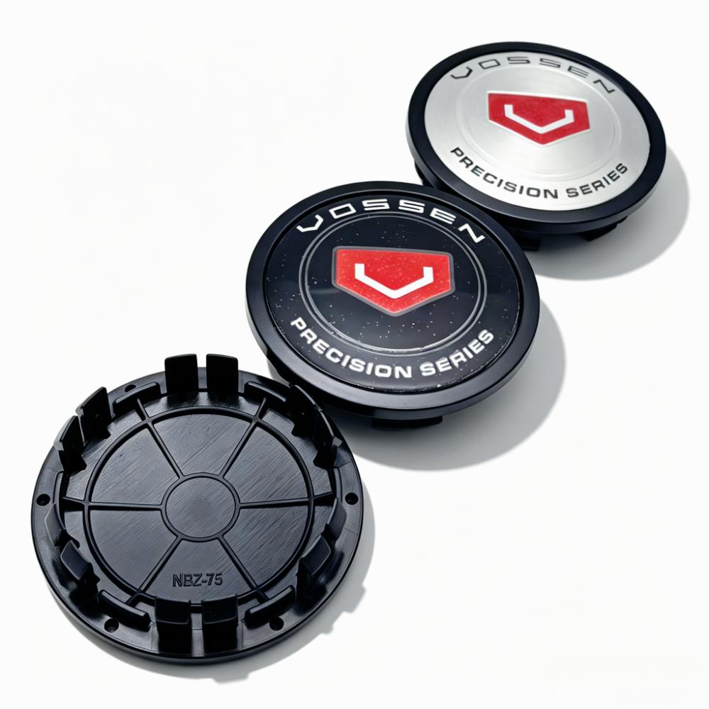 4 Stück Vossen Logo Emblem Auto Radnabendeckel 75MM Clips 65MM Räder Radkappe Vossen Abzeichen Felge Radnabendeckel Staubschutz Auto Zubehör