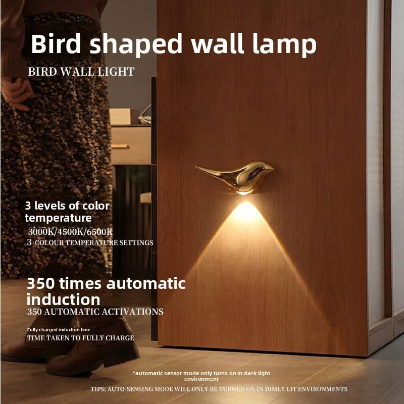 Small Bird Wall Light With Rechargeable Led Sensor For Kids Bedroom Decor