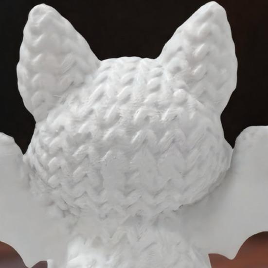 Festive Halloween Ornament, Knitted Texture Bat Cat Design Figure, Mini Size Sculpture for Party Desk Shelf Decor