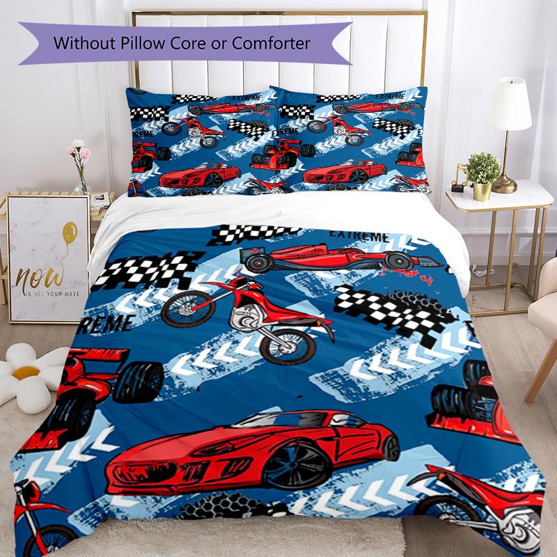 3pcs Racing Bedding Set Duvet Cover Closure Includes 1 Duvet Cover & 2 Pillowcases, Soft and Comfortable for All Seasons.