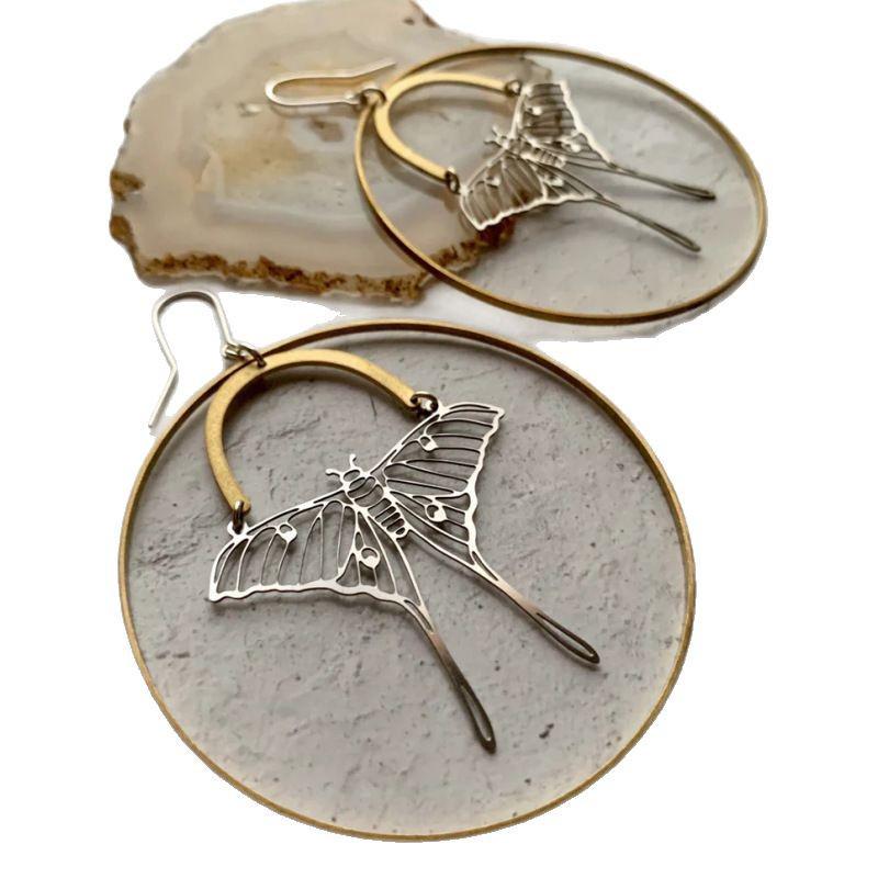 Bohemian Moth Pendant Earrings: Retro Butterfly Design for Women