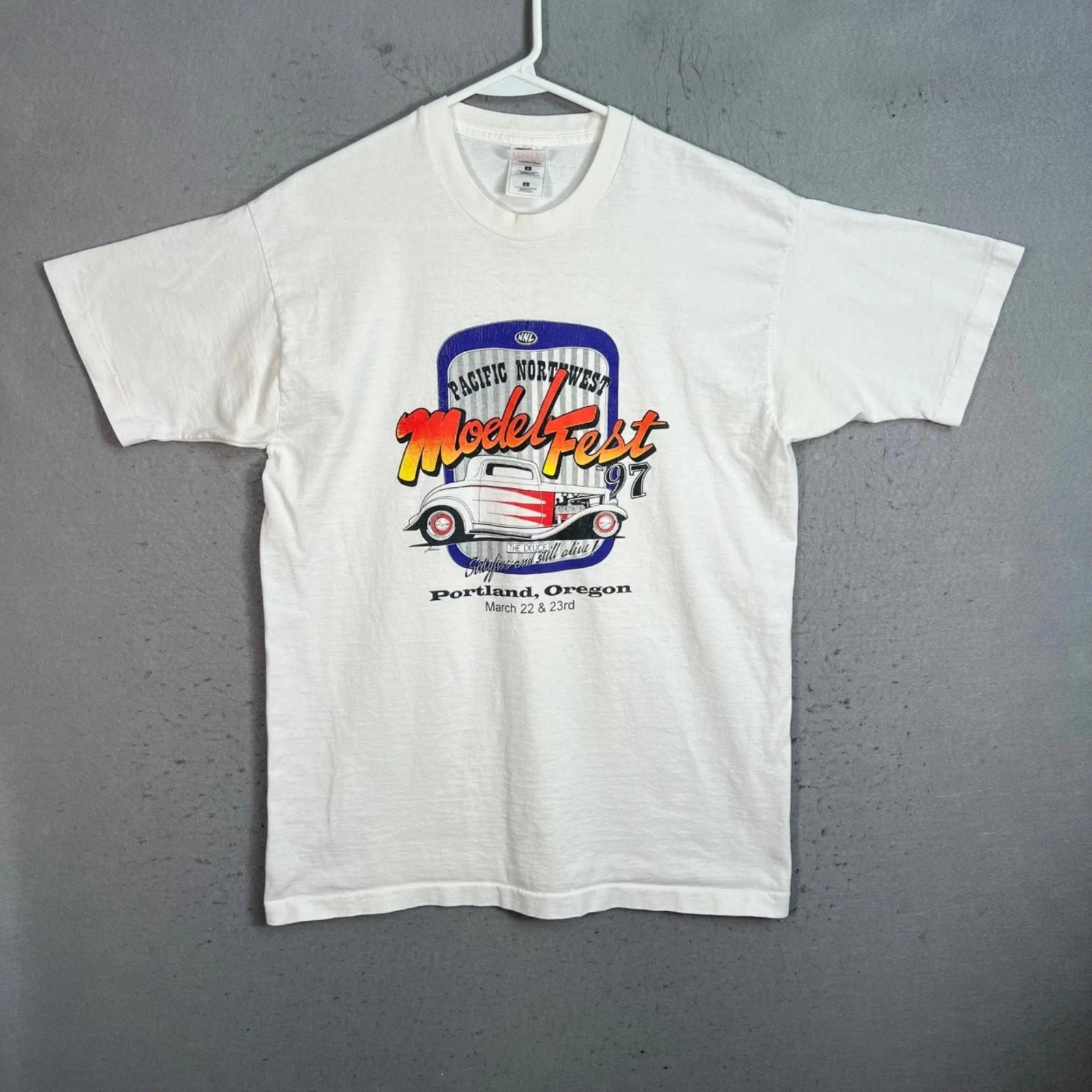 

Vintage 1997 Pacific Northwest Model Car Hot Rod Fest T-Shirt Size Large White 3XL