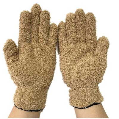 1 Paar Reinigungshandschuhe aus Mikrofaser-Korallenvlies, Autopflegehandschuhe, solide Fünf-Finger-Staubentfernungshandschuhe für die Hausarbeit, saugfähige Handschuhe