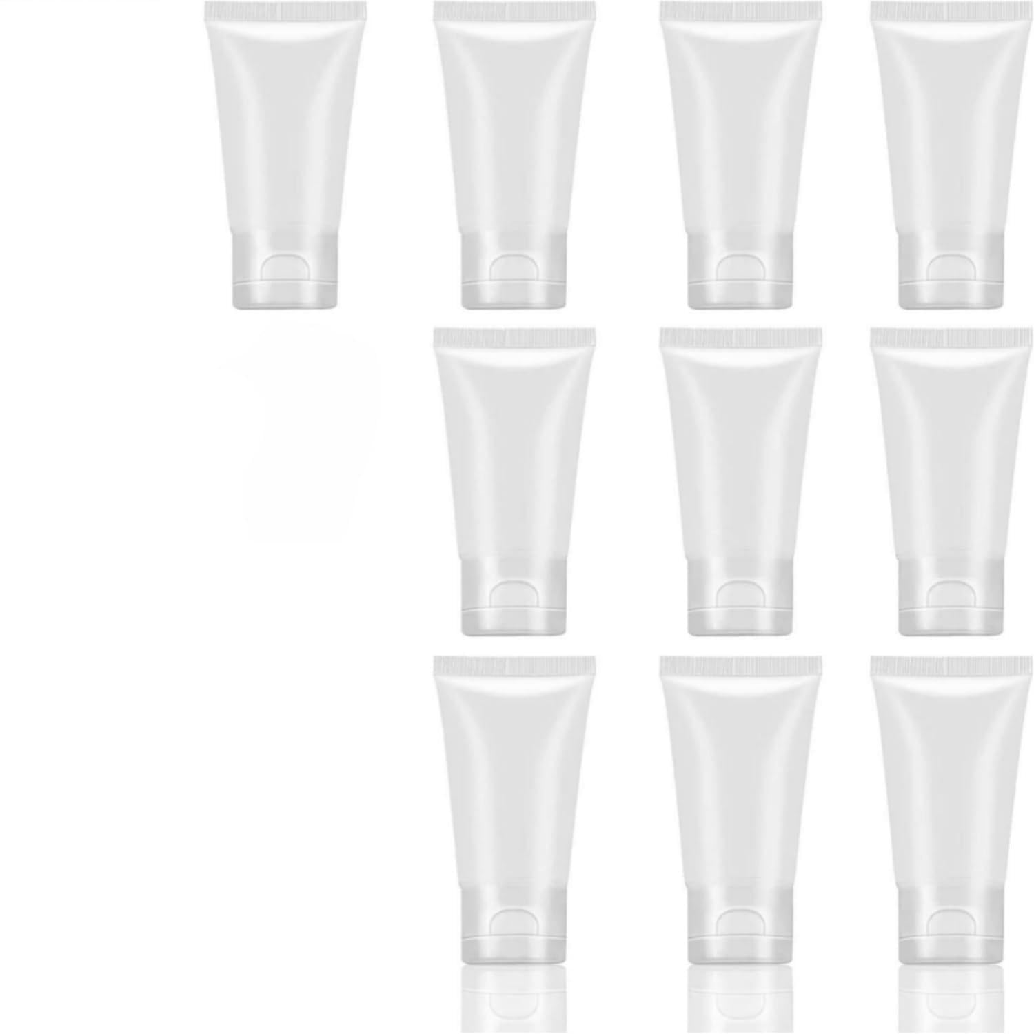 

of 20ml Transparent Refillable Plastic Squeeze Cosmetic Tubes with Flip Caps for Face Body and Shampoo [Set 10] Wash, Lotion, (20ml)