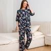 1011 new cotton pajamas women's summer thin five-quarter sleeve trousers loose large size high-end comfortable loungewear