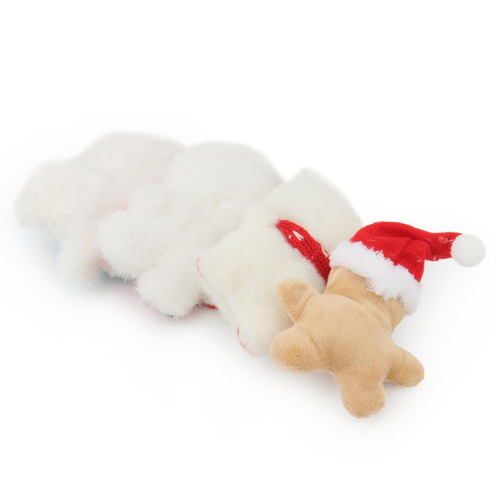 4pcs Plush Cat Toy Catnip Pet Toy For Kitten Cat Mint Christmas Gift Gingerbread Santa Claus
