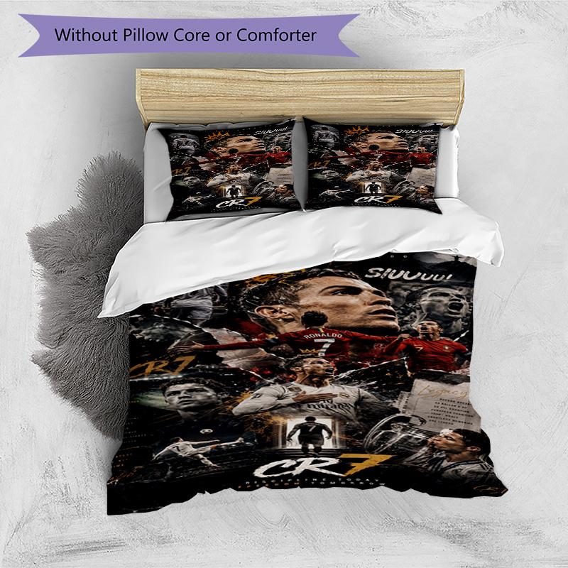 Ronaldo's Player Purple Kit Bedding Set, Breathable Duvet Cover with Pillowcases, Soft Bed Linen for Bedroom Home Decoration, Perfect Festival Birthda