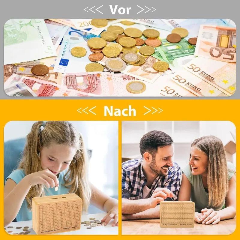 Wooden Money Box Money Saving Box Dorm Durable with Savings Target Change Box Piggy Bank with Counter Portable for Girls Boys