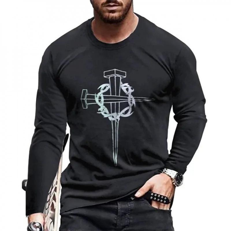Men Clothes Fashion New Long Sleeve Round Neck Sport T Shirt Men Hip Hop T Shirt
