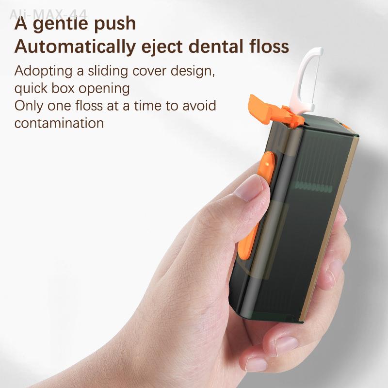 Automatic Dental Floss Dispenser with Mirror Bottom Reusable Organizer Case for Oral Hygiene Auto Floss Storage Box