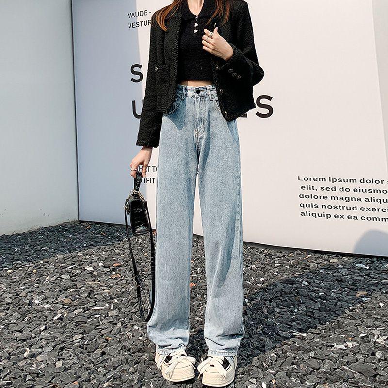 

Women s High-Waisted Wide-Leg Jeans - Summer 2025, Loose & Slimming, Floor-Length S