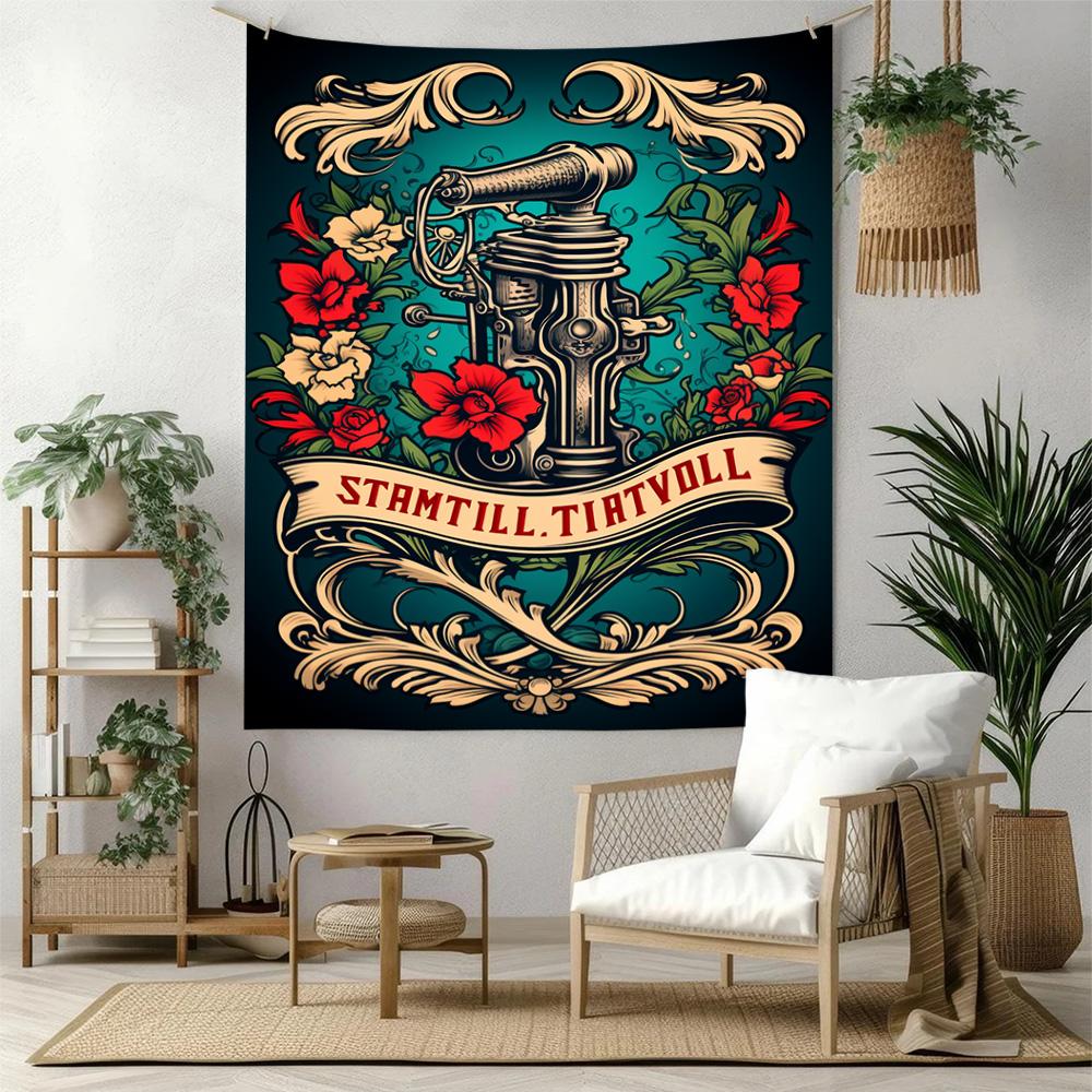 Tattoo Style Wall Decor Tapestry Art For Pet Memorial Birthdaywedding Party Backdrop Family Gift
