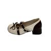 Retro shallow mouth flat-soled single shoes 2025 autumn new women's bow thick heel versatile Mary Jane single shoes