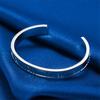 Charming 925 Sterling Silver Classic Roman Pattern Open Bangle for Women, Fashionable Wedding Party Jewelry