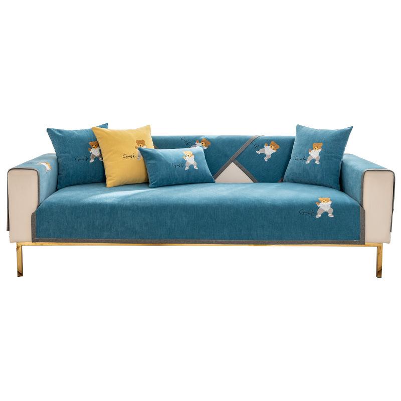 Sofa Cushion Nordic Simple Modern Non-Slip Seat Cushions Four Seasons Universal Cartoon Chenille Sofa Cover Slipcover Seat Cushion