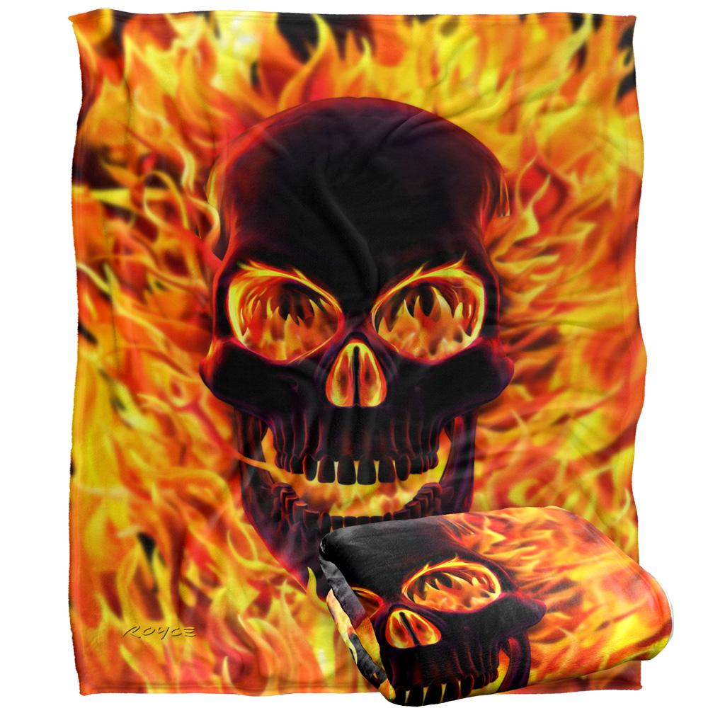 Royce McClure Silky Flaming Skull Supersoft Blanket