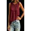 Fashion Loose Women Solid Color Irregular Sleeveless Round Neck Tank Top