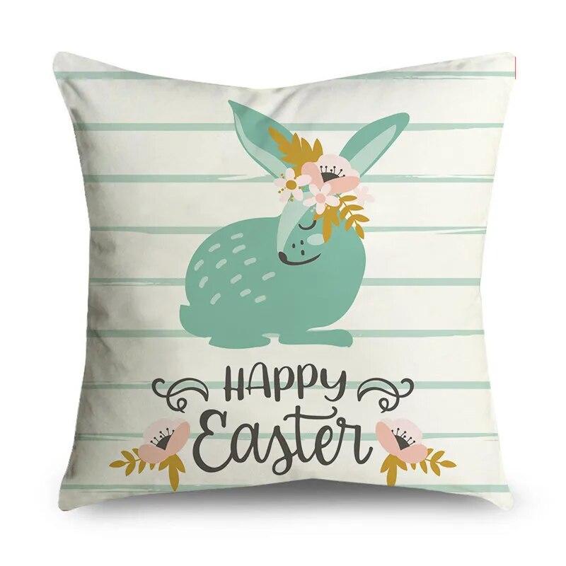 Dekorativer Kissenbezug mit Ostermotiv, fröhlicher Osterhase, Überwurf-Kissenbezug für Wohnzimmer, Sofa, Schlafzimmer, Heimdekoration