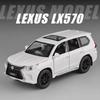 Toyota Lexus LX570 Large Off-Road SUV Simulation Diecast & Toy Vehicles Sounds & Light Pull Back Car 1:32 Alloy Collection Model