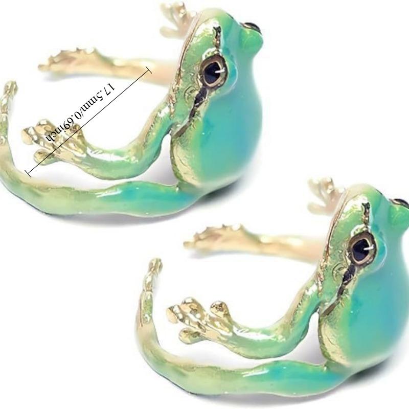 1PC New Personality Update Green Funny Frog Frog Ring Niche Design Cute Green Frog Ring Opening Adjustable