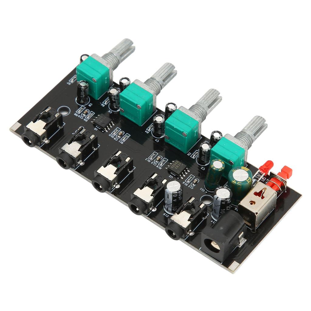 4 Way Stereo Mixer Board 4 In 1 Out Adjustable Volume DIY Sound Source Reverberator Driver Headphone