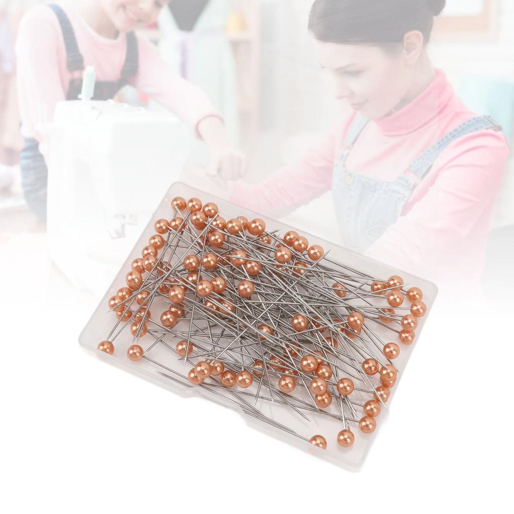 100Pcs Pearlized Head Pins Sewing Quilting Straight for Bouquets Floral Fabric