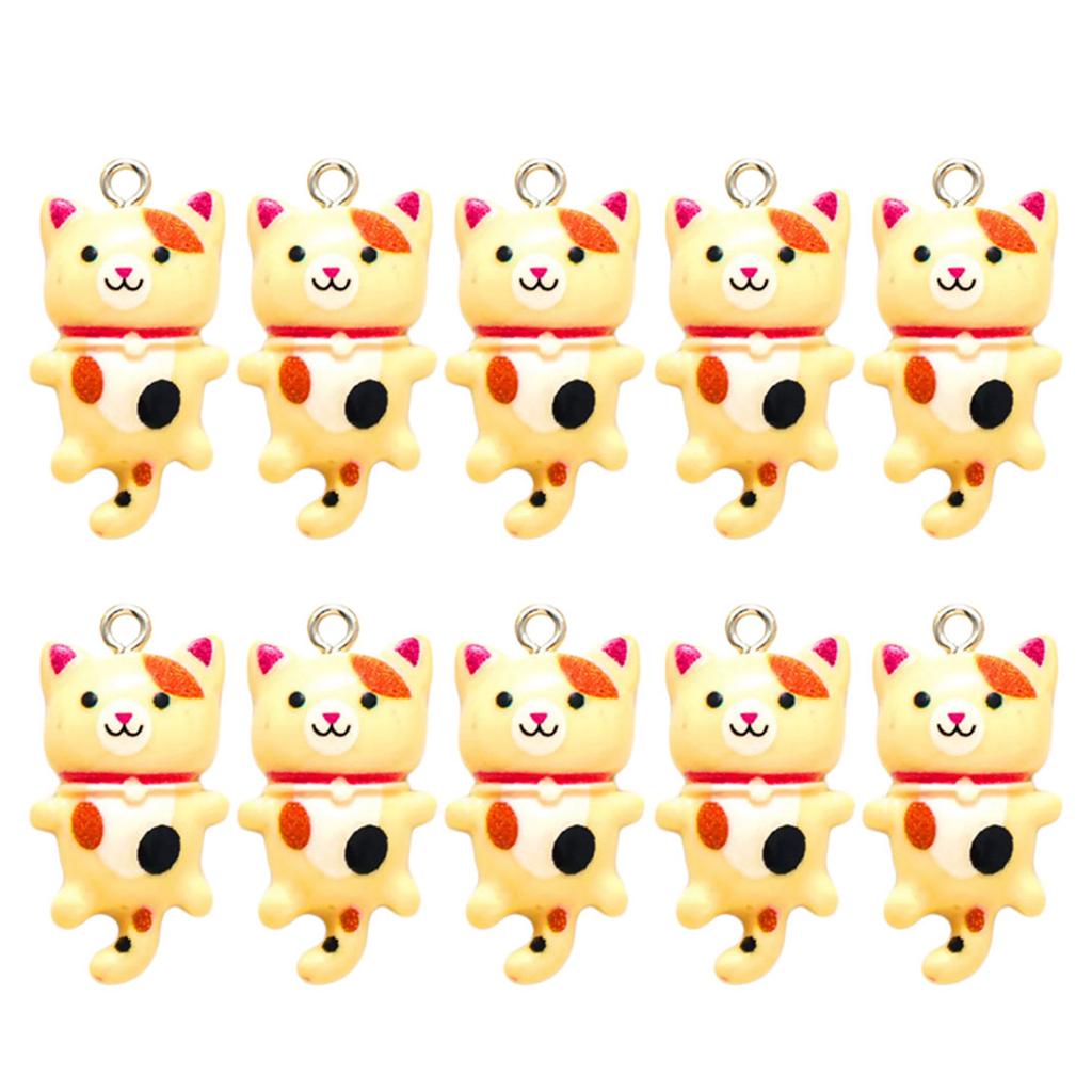 Handmade Resin Cat Figurine Set Captivating Cartoon Cat Pendant DIY Resin Cat Figurine with Customizable Colors