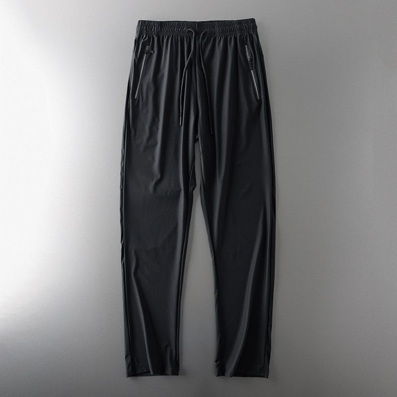 Export Tail Single Cut Label Sports Pants Men s Thin Summer Ice Silk Pants Drawstring Jogger Pants Export Men s Casual Pants Black Straight Leg L
