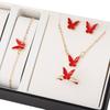 Elegance Style Butterfly Jewelry Set Minimalist Dripping Oil Heart Necklace Ring Set Artistic Design Creative