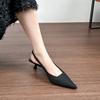 thin heel low heel sandals women~ new bag head empty single shoes light mouth French temperament fashionable and elegant black women's shoes