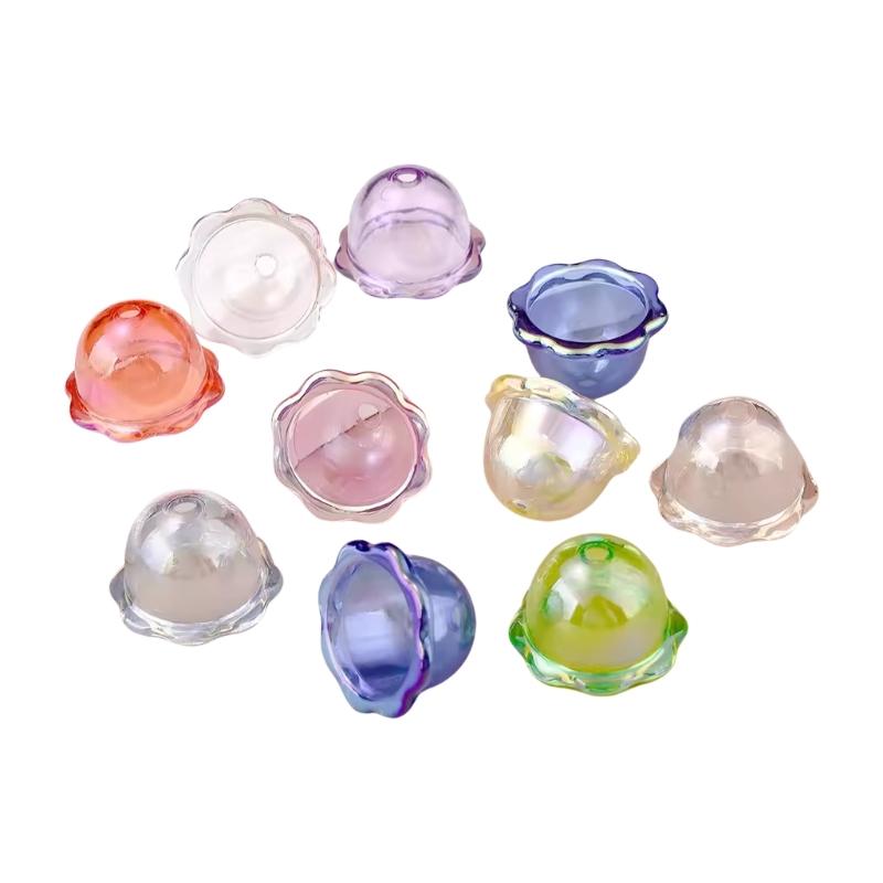 10pcs Multiple Petal Flower Acrylic Bead Caps Adornment for DIY Jewelry Making and Colorful Wind Bell Accessories