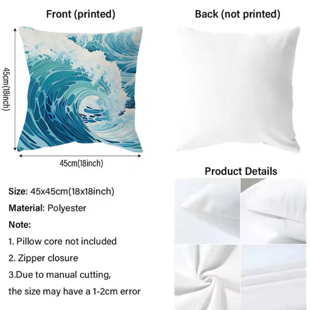 Simple Wave Pattern Design Cushion Cover Premium Comfort Reversible Pillow Cove -Two In One Design For Any Room & Car Interior