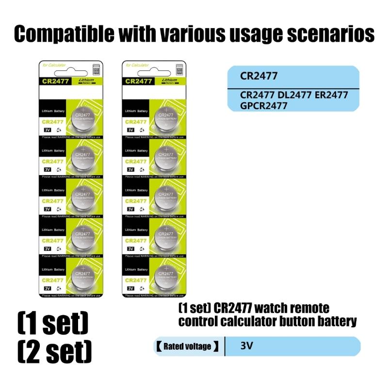 10/5Pcs CR2477 Button Cell Batteries High Performances 3V Power for Electronics Toys and Remote Controls Watches