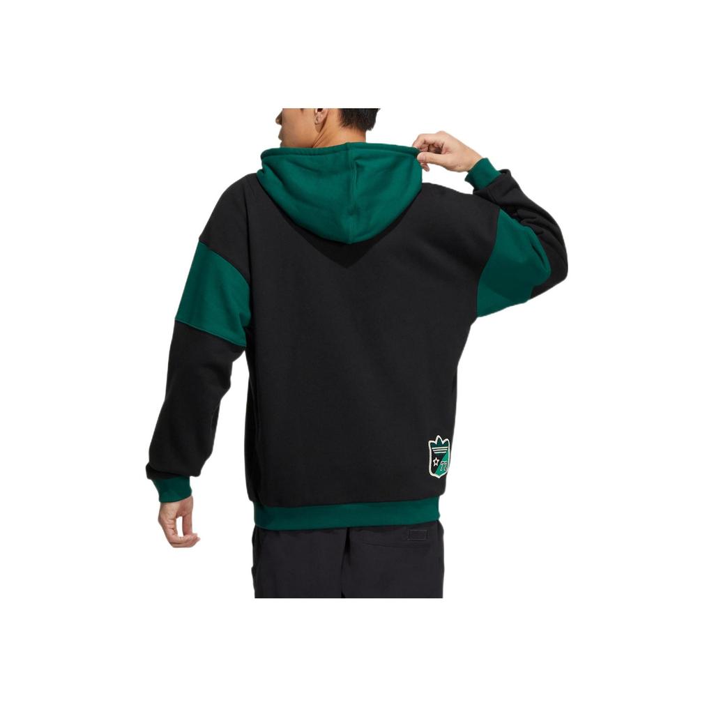 Adidas Originals Series Trefoil Color Block Logo Print Pullover Hoodie Men Casual Sports Long Sleeve Tops Black HY7221