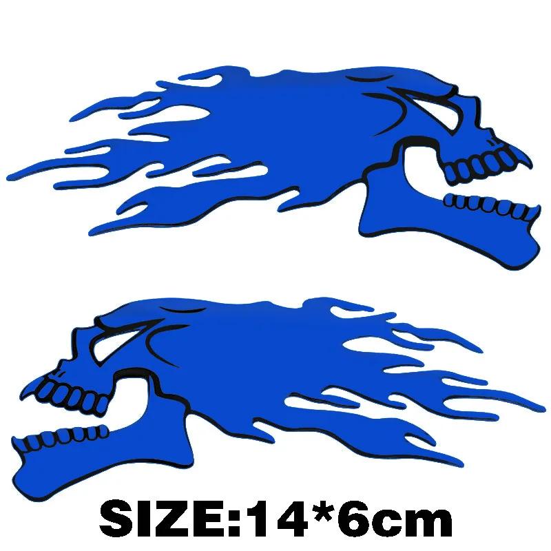 2 Stück 3D Flammen Geist Totenkopf Kopf Aufkleber Auto Motorrad Styling Dekoration Aufkleber Emblem Abziehbilder Auto Außen Dekor Zubehör