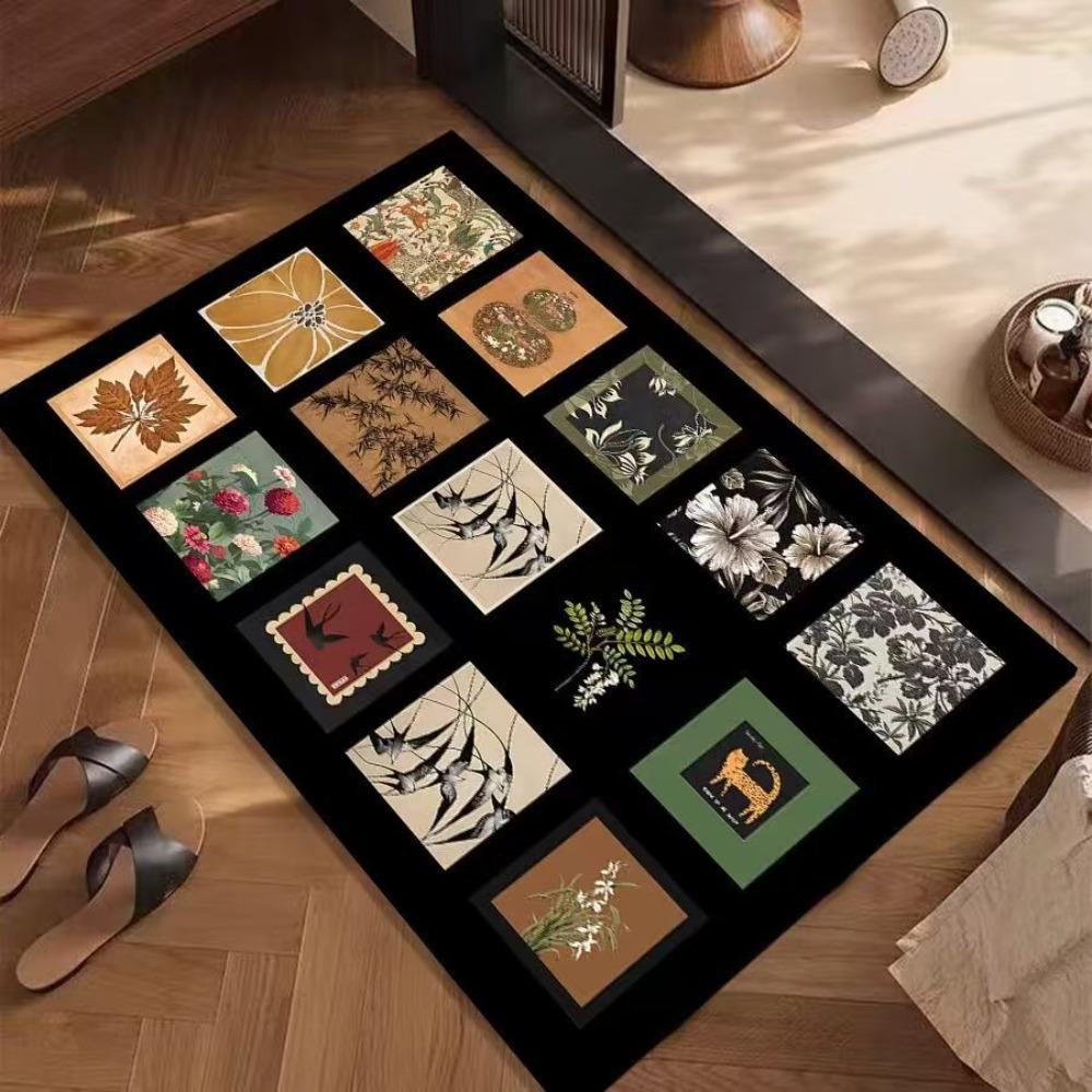 Vintage Patchwork Carpet Mat Rug Botanical Animal Pattern Design Home Decoration Floor Mat Floor Mat Welcome Mat Home Mat
