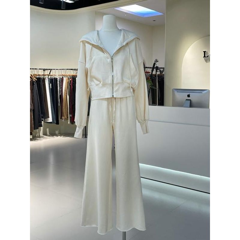 American Export Single Idle Style Zipper Fleece-lined Hoodie Coat Younger Feeling Casual Suit