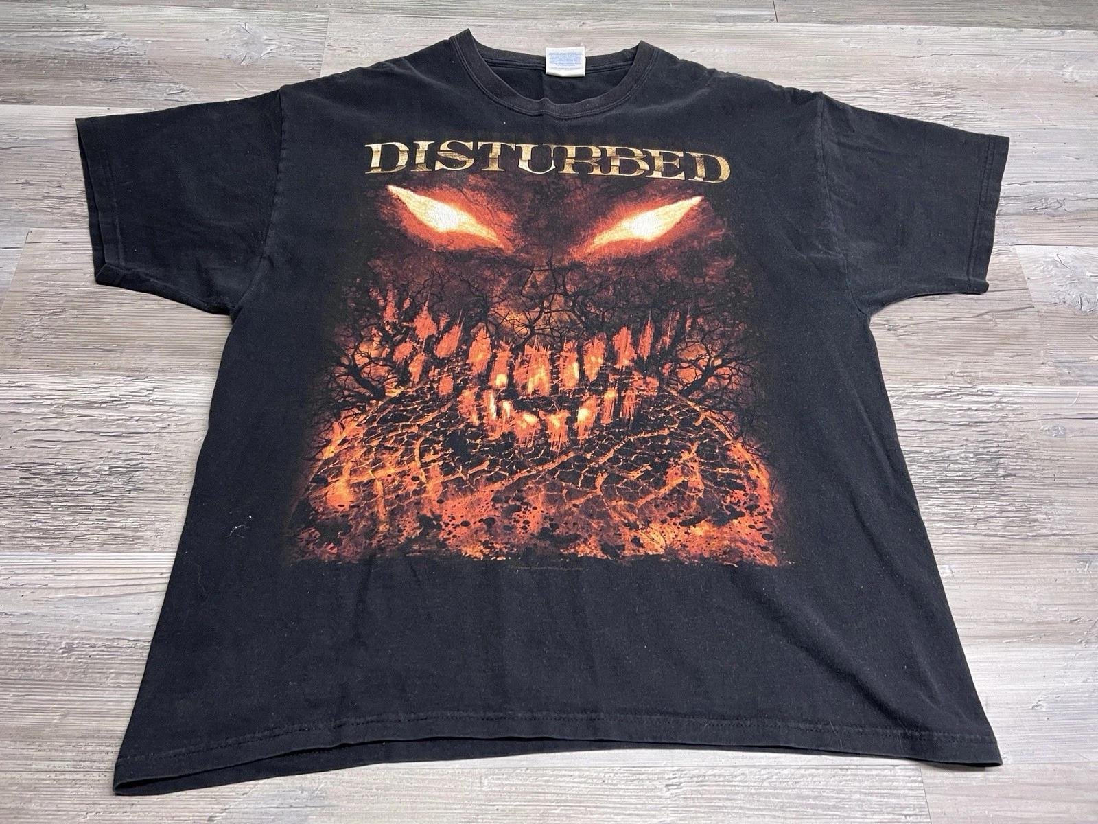 

Vintage Y2K Disturbed Sun Faded Metal Band T-Shirt Black Sz XL Rock Concert Tee XL