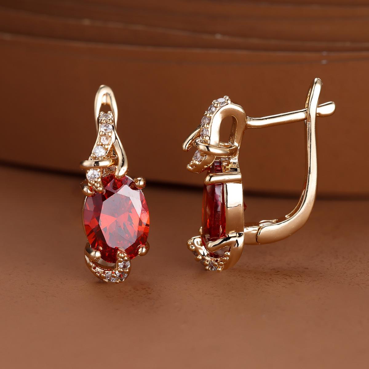 

Изысканные Русские Серьги из 585 Фиолетового Золота с Вставками из Граната, Женские Модные Высококачественные Серьги из Цветного Золота с Покрытием Розовым Золотом, Подчеркивающие Характер.