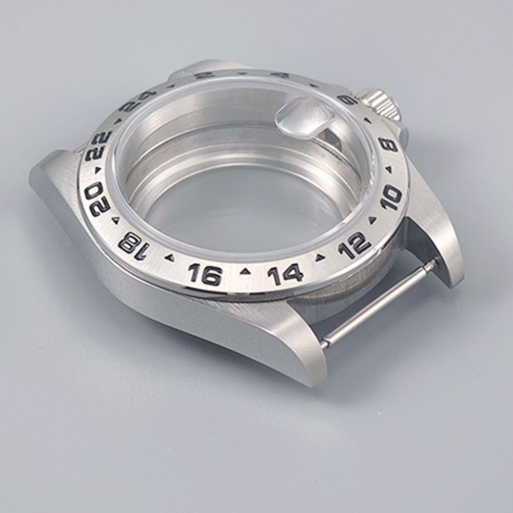 39MM Old EXP 24 Hour GMT Steel Bezel Watch Case for NH34 NH35 NH36 Movement Sapphire Glass Explorer Watches Case Accessories