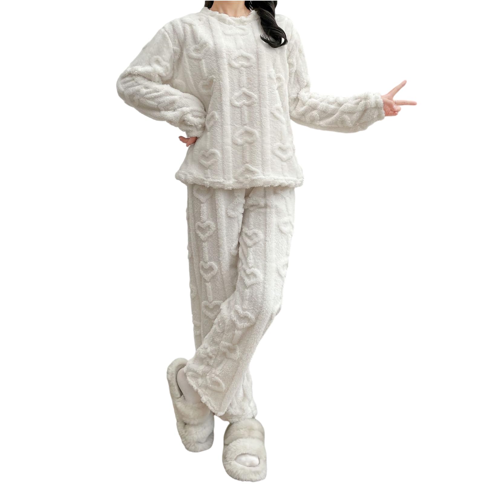 

Пижамный домашний топ и сердце плюс большие размеры длинный домашний костюм для и зимы [Narebualo Cietupoop] Женский комплект из 2 предметов, низ, с флисовой подкладкой,