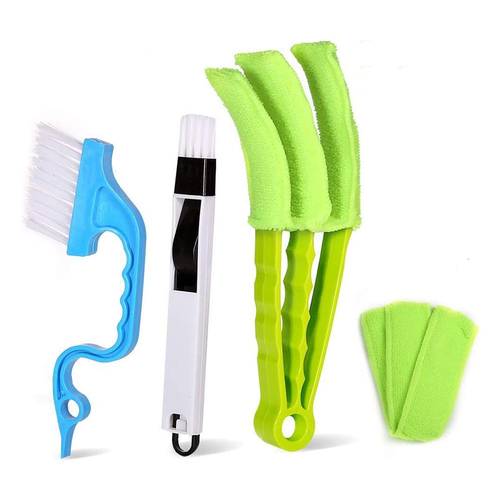 Removable Washable Dusting and Slit Cleaning Brush Set for Air Conditioner Vents, Blinds, and Windows
