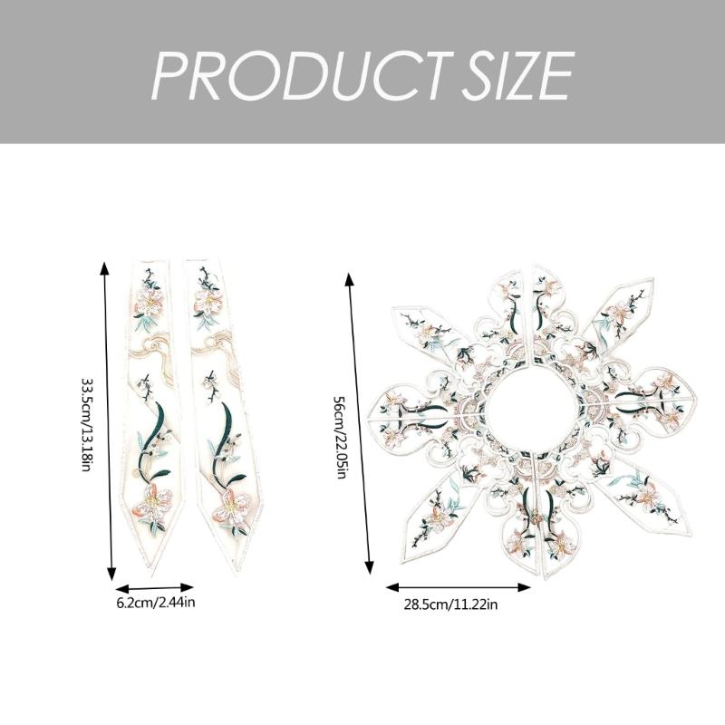 Floral Studded Girls Collar Accessory Embroidered Collar Ancient Art Traditional Flower Shawl Collar Lapel